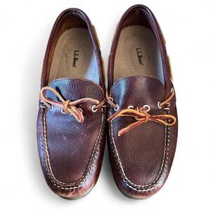 LL Bean Hand Sewn Leather Moccasin in Reddish Brown Color